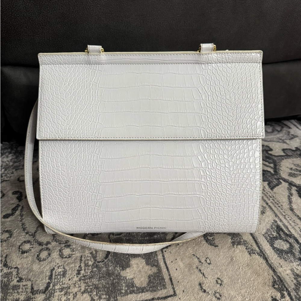 Modern Picnic White Large Lunch Tote